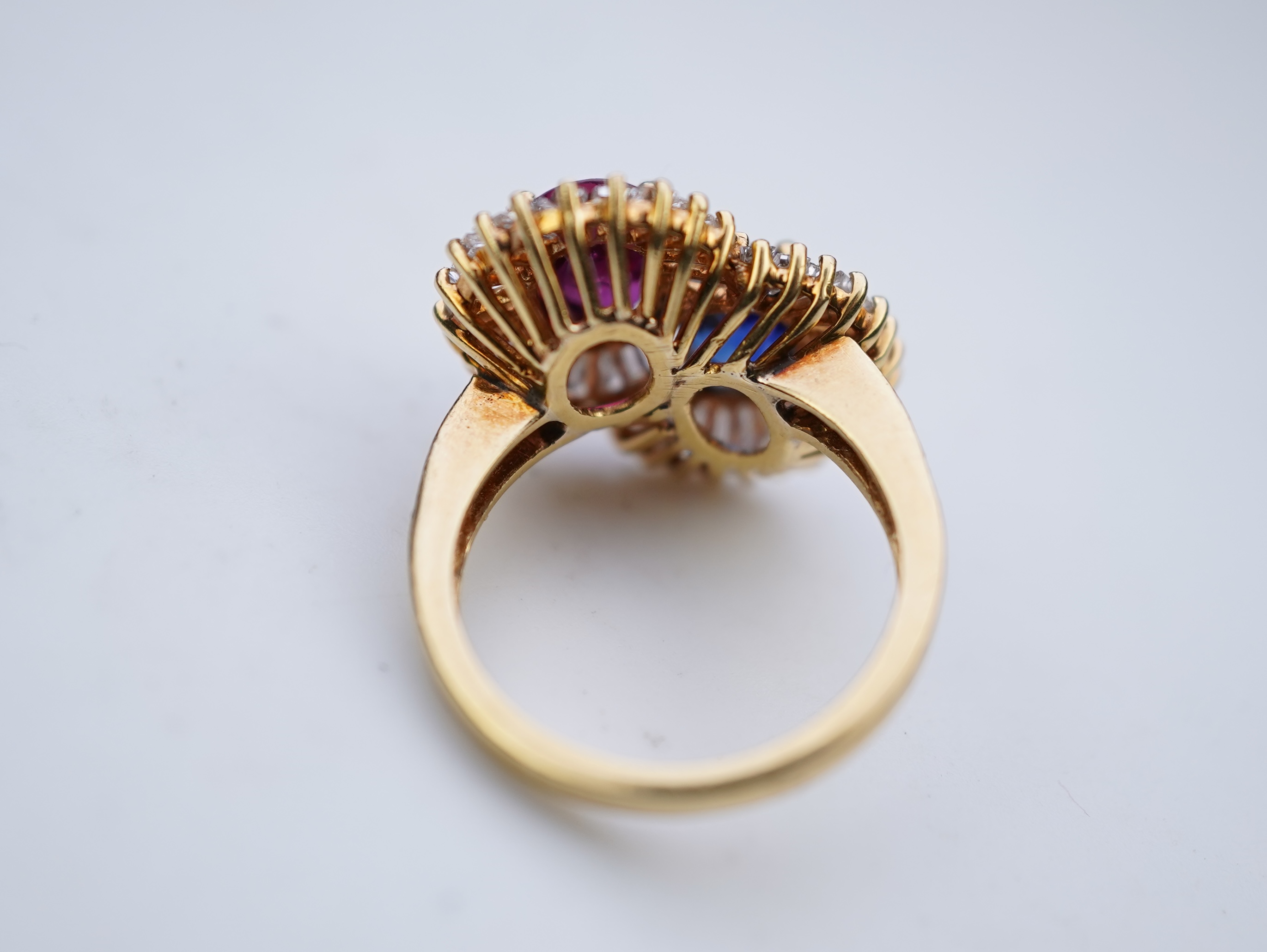 A ruby, sapphire and diamond 'toi et moi' ring